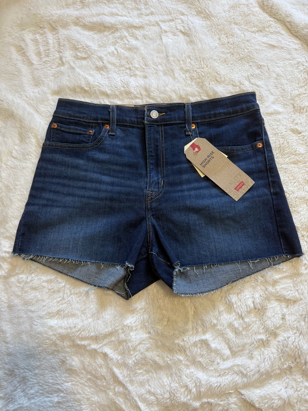 NWT Levi's Dark Blue Denim Cutoff Women's High-Rise Shorts